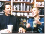 Dirk Benedict (Starbuck from the 1978 Battlestar Galactica) with Katee Sackhoff (Starbuck from 2004 ‘reimagined’ series) at Starbucks 3 Dirk Benedict (Starbuck from the 1978 Battlestar Galactica) with Katee Sackhoff (Starbuck from 2004 ‘reimagined’ series) at Starbucks 3