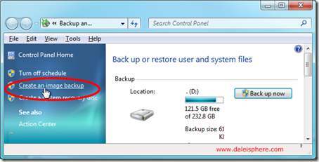 windows 7 - control panel - system and security - backup and restore - page