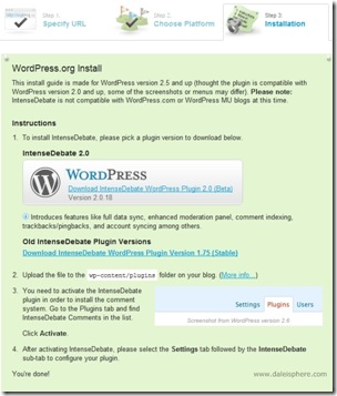 intense debate install in wordpress 2.7 - installation instructions
