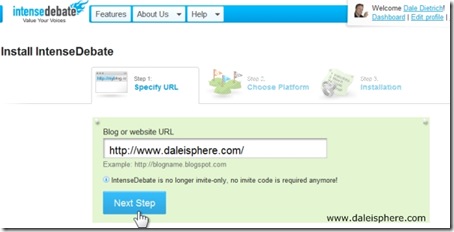 intense debate install in wordpress 2.7 - specify blog url