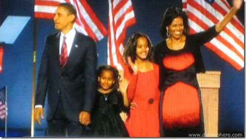 obama family at victory celebration - November 4, 2008 - grant park chicago