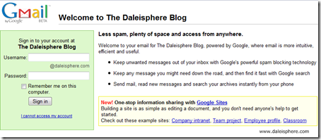 setting up google apps for gmail - google apps login screen