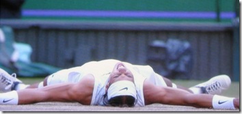 2008 Wimbldeon - Rafael Nadal Collapses after winning men's singles championship