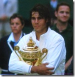 2008 Wimbldeon - Rafael Nadal Hugs the Men's Singles Trophy