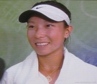 2008 Wimbldeon - Zheng Jie after beating Ivanavic