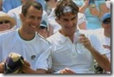 2008 Wimbldeon - Federer and Hrbaty share a laugh