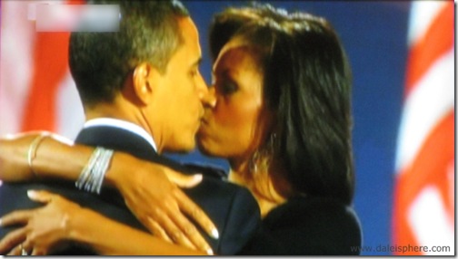 barack obama and michelle obama kiss at victory celebration - November 4, 2008 - grant park chicago