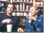 Dirk Benedict (Starbuck from the 1978 Battlestar Galactica) with Katee Sackhoff (Starbuck from 2004 ‘reimagined’ series) at Starbucks 2