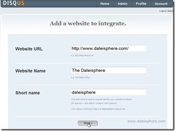 disqus - add a website to integrate page