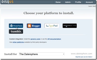 disqus - choose your platform to install