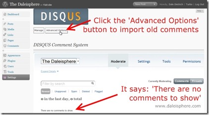 disqus - comment system before comment import