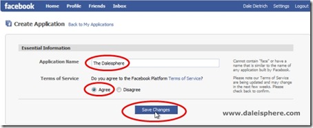 disqus - facebook connect - create applicatoin screen