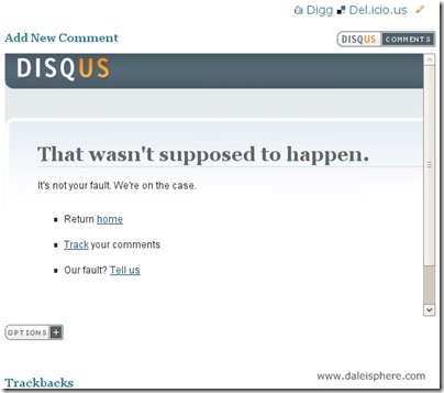 disqus - facebook connect - 'that wasn't supposed to happen' error