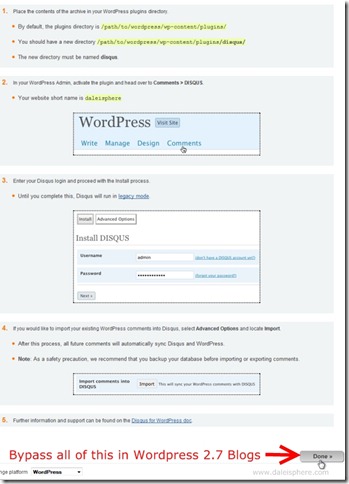 disqus - wordpress install instructions - pre wordpress 2.7