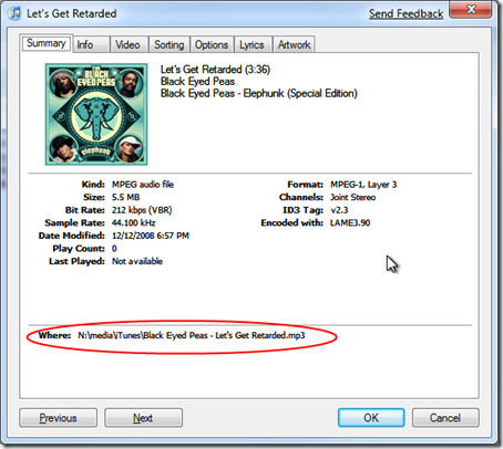 How to Convert AAC Songs to MP3s in iTunes - get info dialogue box