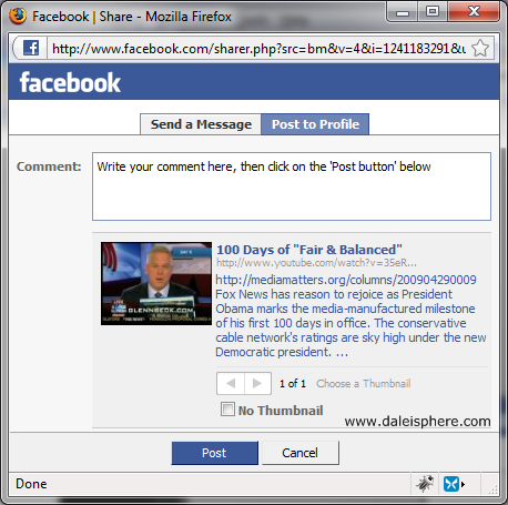 share on facebook post to profile dialogue box