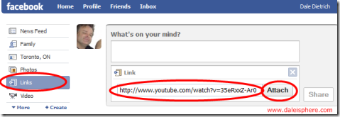 link option to share links in facebook
