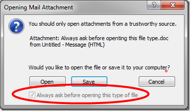 الرسالة you should only preview files from a trustworthy