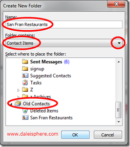create new folder dialogue in outlook 2010