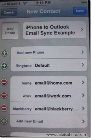 iPhone to Outlook Contact Sync Example