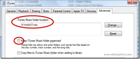 iTunes - iTunes music folder location