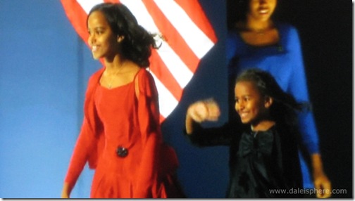 malia and sasha obama at victory celebration - November 4, 2008 - grant park chicago