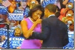 Michelle Gives Barack Thumbs Up on Night Obama Wins Nomination