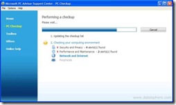 Microsoft PC Advisor - Performing a Checkup Screen