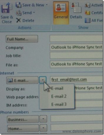 outlook 2007 to iphone email sync example