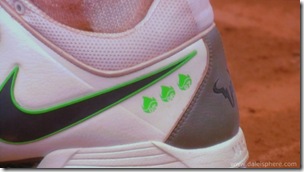 rafael nadal's shoes with championship ensignias - French Open 2008