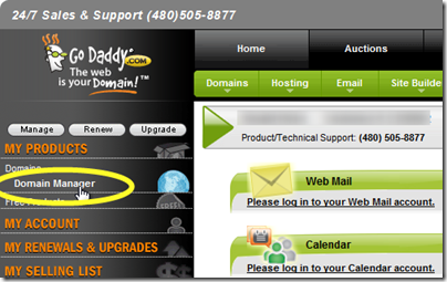 setting up google apps for gmail - godaddy 'domains manager' option