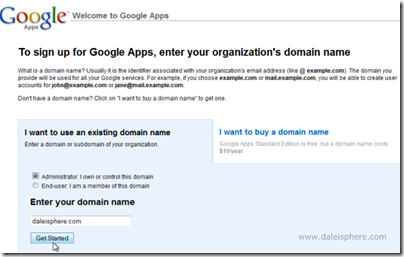 setting up google apps for gmail - sign up