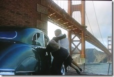 Vertigo (1958) - Jimmy Stewart rescues Kim Novak after jumping into water at Fort Point under Golden Gate Bridge