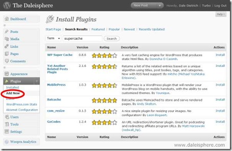 wordpress 2.7 - plugins search and install