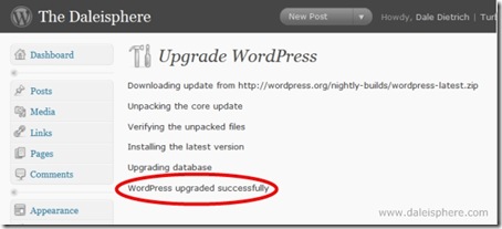 wordpress 2.7 - wordpress upgraded successfully