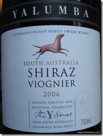 yalumba y series shiraz - viognier 2006 front label